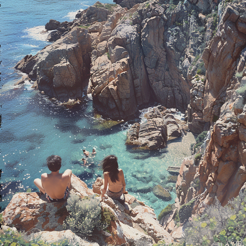 Un couple prêt à sauter dans l'eau lors d'un week-end en amoureux en Corse