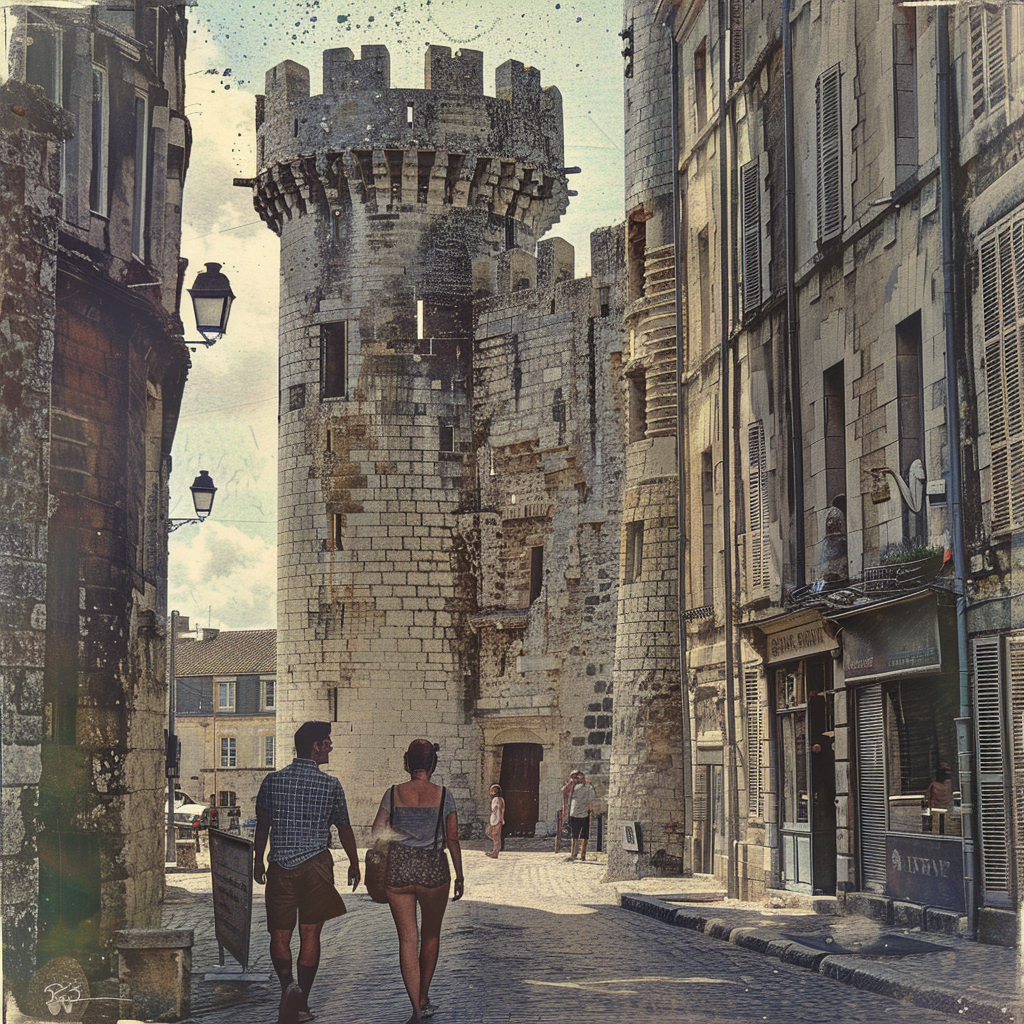 Coupe marchant à La Rochelle lors d'un week-en amoureux en Nouvelle-Aquitaine