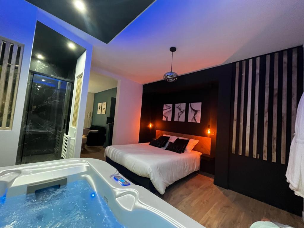 CK Suite et Spa Reims vue chambre et bain à remous